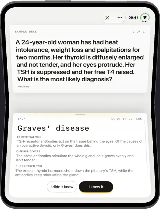 RectoVerso in tabletop posture: a medical question on the upper screen, the answer below